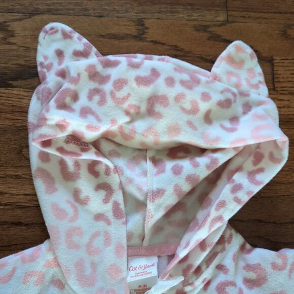 Cat&Jack One Piece Zip Front Hoodie/Jogger Style PJ’s W/Cat Ears Sz Medium 8 NEW - Picture 2 of 5